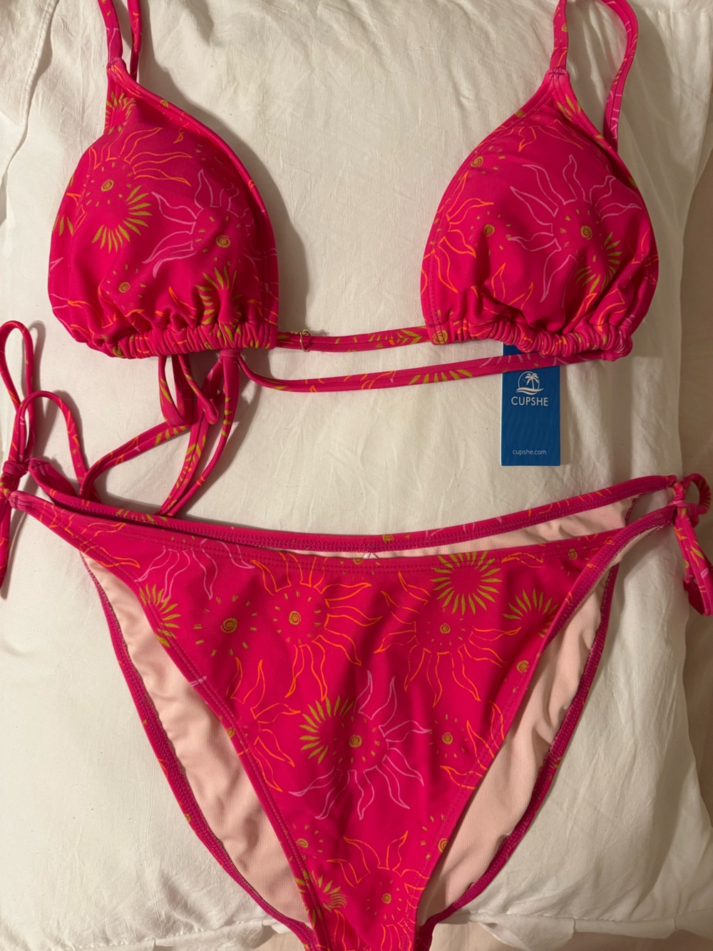 NWT Cupshe Pink Bikini with Hot Pink Trim